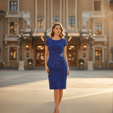 Rochie albastra cu accesoriu